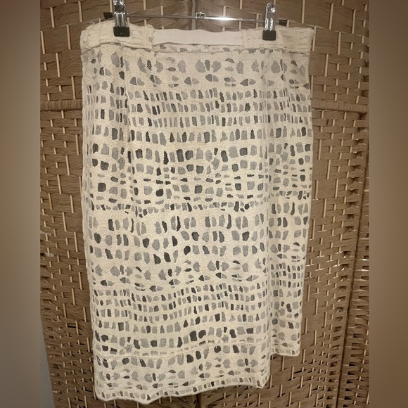 Ports 1961 Cream and Gray Midi Skirt